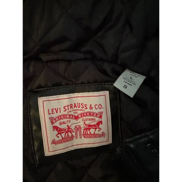 Levi Strauss & Co Black Faux Shearling Quilted Parka Size Large - Picture 7 of 9